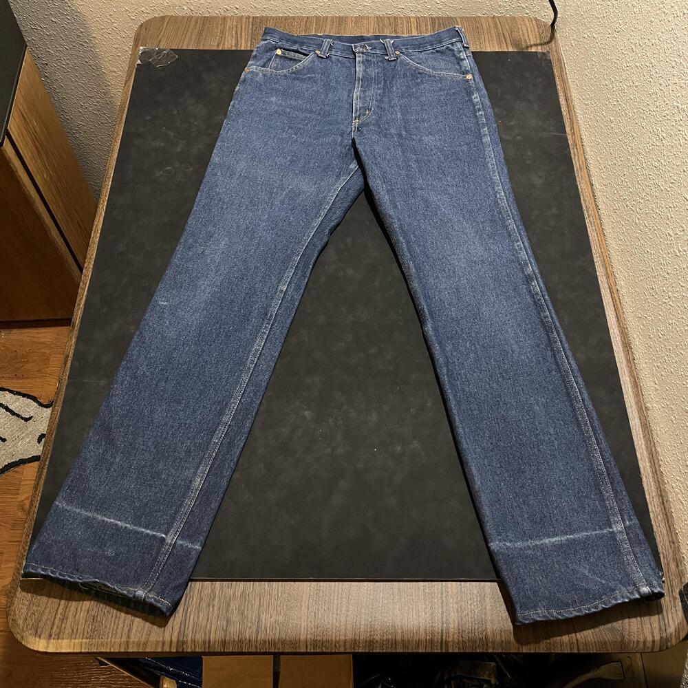 Vintage Sears Roebucks Jeans Scovill Zip 1970s Men 33x33 Blue Denim Straight Leg